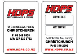 HDPS - Light Vehicle service sticker 45x68mm ChCh