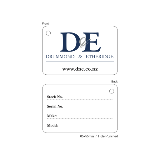 D&E - Stock Tag Hole Punched 90x55mm Synthetic 495gsm