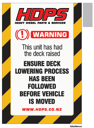 HDPS - Warning Deck Raised (taped) 125x190mm